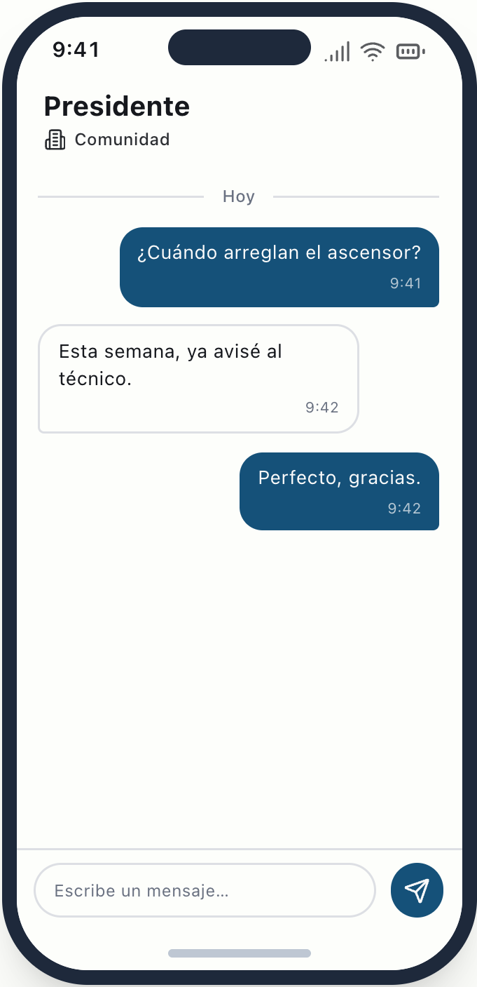 Pantalla de chat interno