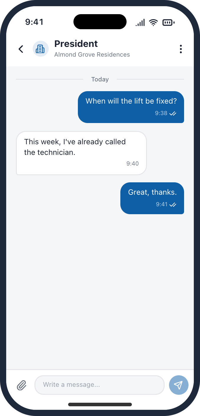 Internal chat screen